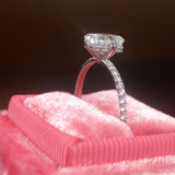 1.5ct Cushion Cut Diamond Accent Band Solitaire Engaged Ring 14k White Gold Over