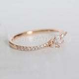 0.5ct Marquise Simulated Diamond Petal Leaf Engagement Ring 14k Rose Gold Plated