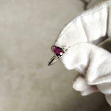 1.1ct Engagement Ring Pear Cut Pink Ruby Solitaire Women 14k White Gold Finish