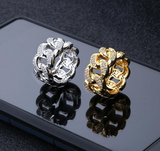 2Ct Round Cut Diamond Cuban Link Design Eternity Ring Band 14K White Gold Finish