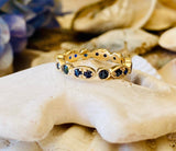 0.5ct Round Cut Simulated Sapphire Milgrain Wedding Band 14k Yellow Gold Plated