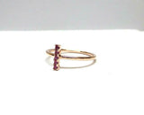 0.3ct Engagement Ring Round Cut Pink Ruby Vertical Bar Women 14k Rose Gold Over