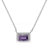 0.5ct Baguette Cut Simulated Amethyst Stylish Pendant 14k White Gold Plated