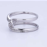 1.2ct Round Cut Diamond Double Geometric Interlocked Ring 14k White Gold Finish