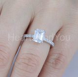 2.2ct Emerald Simulated Diamond Solitaire with Accents Ring 14k WhiteGold Plated