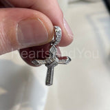 3ct Round Cut Moissanite Holy Cross Knot Pendant 14k White Gold Plated NO CHAIN