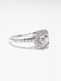 2Ct Emerald Cut Diamond Halo Engagement Ring 14K White Gold Finish Round Accents