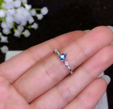 0.45ct Engagement Ring Oval Cut Blue Topaz Minimalist 14k White Gold Finish