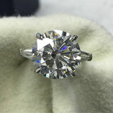 2.5Ct Round Cut Diamond Baguette Accents Engagement Ring 14K White Gold Finish