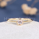 1ct Round Cut Simulated Morganite Bezel Set Engagement Ring 14k Rose Gold Plated