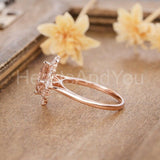 1ct Princess Cut Simulated Morganite Halo Engagement Ring 14k Rose Gold Plated