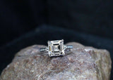 1ct Asscher Cut Diamond Engagement Ring Petite Round Accents 14k White Gold Over