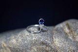 0.4ct Engagement Ring Oval Cut Blue Sapphire Minimalist 14k White Gold Finish