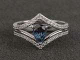 2.3ct Engagement Ring Pear Cut London Blue Topaz Bridal Set 14k WhiteGold Finish