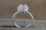 2.2ct Oval Cut Peach Morganite Solitaire Engagement Ring 14k White Gold Finish