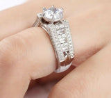 3.5Ct Round Cut Diamond Milgrain Solitaire Engagement Ring 14K White Gold Finish