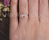 1ct Pear Cut Simulated Morganite Minimalist Engagement Ring 14k Rose Gold Plated