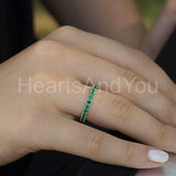 2.2ct Round Simulated Green Emerald Eternity Wedding Band 14k White Gold Plated