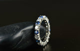 4Ct Round Cut Blue Sapphire Diamond Elegant Wedding Band 14K White Gold Finish