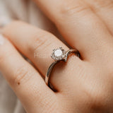 0.2ct Round Cut Moissanite Swirl Solitaire Engagement Ring 14k White Gold Plated