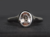 1.6ct Engagement Ring Oval Cut Morganite Bezel Set Solitaire 14k White Gold Over