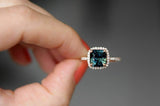 2.5ct Cushion Cut London Blue Topaz Halo New Engagement Ring 14k Rose Gold Over