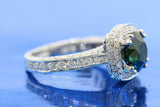 2.4ct Round Cut Black Diamond Engagement Ring Halo Milgrain 14k WhiteGold Finish