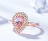 2.55ct Engagement Ring Pear Cut Peach Morganite Dual Halo 14k Rose Gold Finish