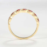 2ct Round Cut Pink Ruby Infinity Twisted Half Eternity Band 14k Yellow Gold Over