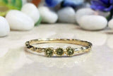 0.5ct Round Cut Peridot Solitaire Trilogy Engagement Ring 14k Yellow Gold Finish