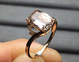 2.3ct Cushion Cut Morganite Swirl Twist Solitaire Ring 14k Yellow Gold Finish