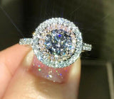 4Ct Round Cut Diamond Dual Halo Elegant Engagement Ring 14K White Gold Finish