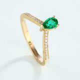 2.1ct Pear Green Emerald Vintage Bridal Set Engagement Ring 14k Yellow Gold Over