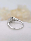 1.5ct Round Diamond Engagement Ring Hexagon Antique Inspired 14k White Gold Over