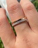 0.5ct Round Cut Moissanite Dual Row Eternity Wedding Band 14k Yellow Gold Plated