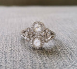 4Ct Round Cut VVS1/D Diamond Halo Antique Engagement Ring 14K White Gold Finish