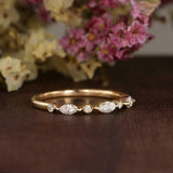 1ct Marquise Diamond Wedding Band Half Eternity Stackable 14k Yellow Gold Finish