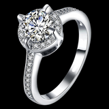 3Ct Round Cut Diamond Halo Engagement Ring 18K White Gold Finish Round Accents