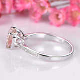 1.5ct Emerald Cut Morganite Engagement Ring Solitaire Accent 14k White Gold Over