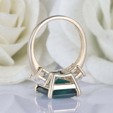 4ct Green Emerald Cut Engagement Ring Diamond Accent Trilogy 14k YellowGold Over