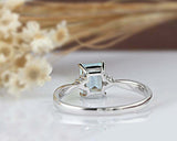 3.4ct Emerald Blue Aquamarine Engagement Ring Diamond Petite 14k White Gold Over