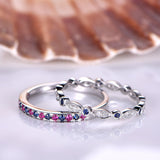2ct Round Cut Ruby Sapphire Half Eternity Wedding Bands Set 14k White Gold Over