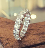 2.3ct Round Diamond Eternity Wedding Anniversary Ring Band 14k White Gold Finish