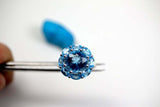 2.2ct Engagement Ring Round Cut Blue Topaz Halo Minimalist 14k White Gold Finish