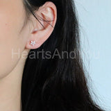 1ct Pear Cut Simulated Diamond Floral Design Stud Earrings 14k White Gold Plated