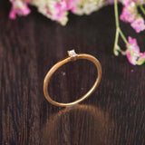 Minimalist Engagement Ring 0.12ct Emerald Cut Diamond 14k Yellow Gold Finish