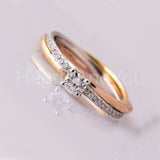 0.4ct Round Cut Moissanite Twist Solitaire Engagement Ring 14k Dual Gold Plated