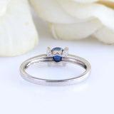 0.5ct Round Cut Blue Sapphire Tension Set Solitaire Ring 14k White Gold Finish