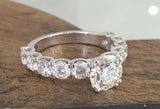 2.4ct Engagement Ring Round Cut Diamond Accents Solitaire 14k White Gold Finish
