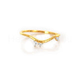 0.1ct Round Cut Moissanite Curved Minimalist Wed Band 14k Yellow Gold Plated